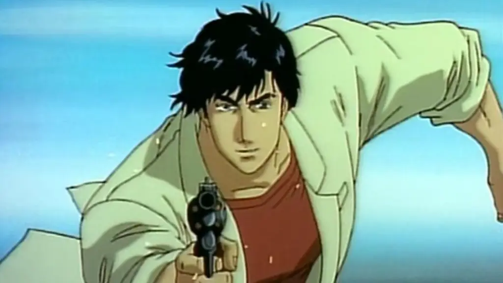 Kehebatan Ryo Saeba dalam Aksi Ryo Saeba dalam pose aksi khas City Hunter