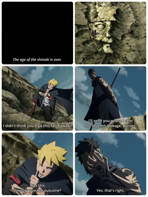 Adegan aksi menegangkan dari anime Boruto