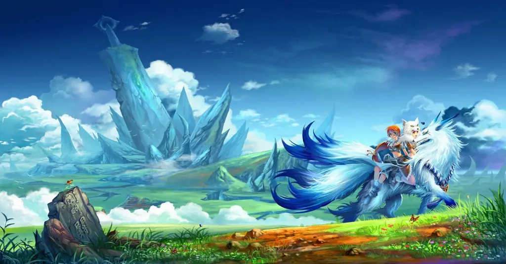 Pemandangan indah dunia fantasi di anime Kuiyu Chouyuan