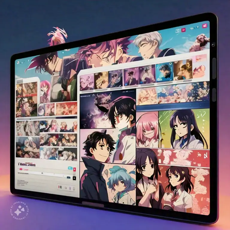 Antarmuka streaming anime di laptop